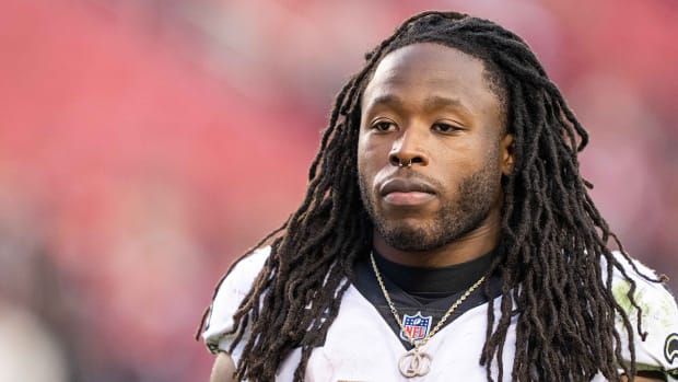 Saints running back Alvin Kamara (41) after the game against the 49ers at Levi’s Stadium.